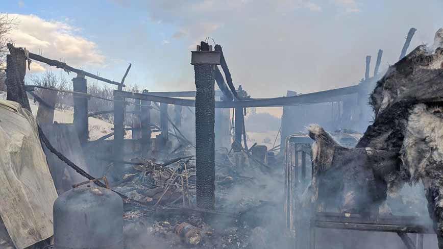 Barn destroyed by fire in Nounan Idaho